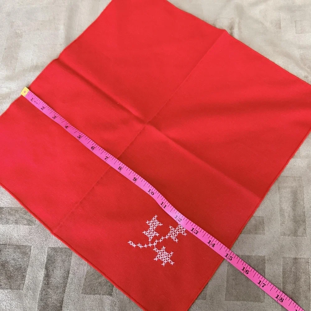 Red Embroidered Floral Cloth Napkins Set Of 8 Cotton Blend Christmas Table Decor